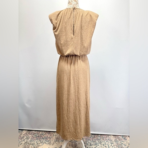 WAYF Tan knit cap sleeve elastic waist midi dress size M - Picture 9 of 16